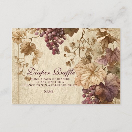 Vineyard Grape Floral Diapper Raffle  Informatiekaartje (Voorkant)