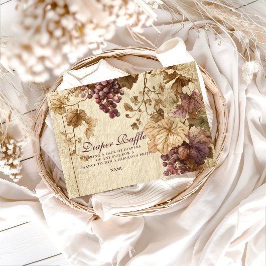 Vineyard Grape Floral Diapper Raffle  Informatiekaartje