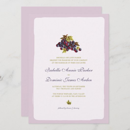 Vineyard Grapes Wedding Invitation Card Kaart (Voorkant / Achterkant)