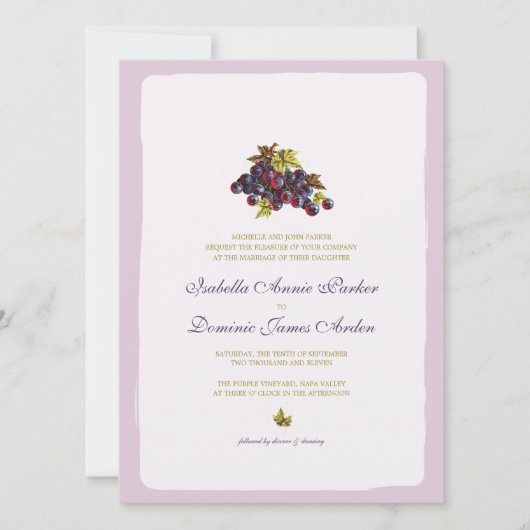 Vineyard Grapes Wedding Invitation Card Kaart (Voorkant)