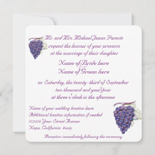 Vineyard Grapes Wedding Invitation Kaart