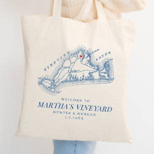 Vineyard Haven MA Trouwgunst Navyblauw Welkom Tote Bag