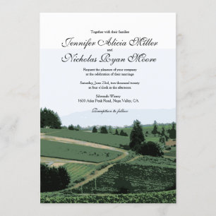 Vineyard Landscape Winery Wedding Invitation Kaart
