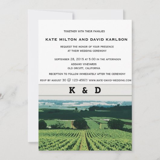 Vineyard Landscape Winery Wedding Invitation Kaart (Voorkant)
