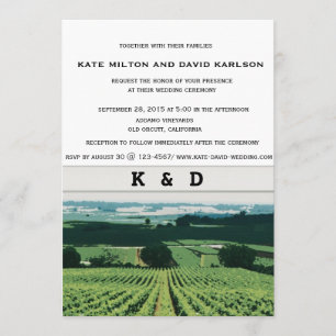 Vineyard Landscape Winery Wedding Invitation Kaart