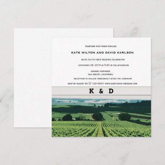 Vineyard Landscape Winery Wedding Invitation Kaart (Voorkant / Achterkant)