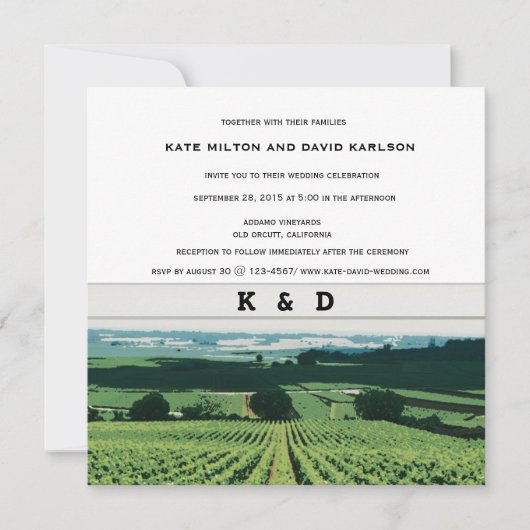 Vineyard Landscape Winery Wedding Invitation Kaart (Voorkant)