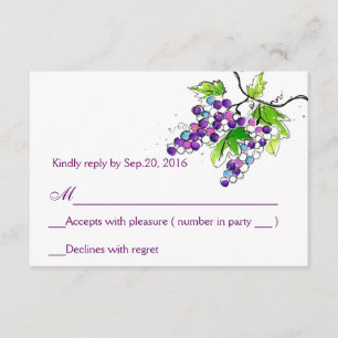 Vineyard Love Artistic Grapes Response RSVP Card