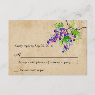 Vineyard Love Artistic Grapes Response RSVP Card Kaartje