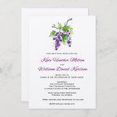 Vineyard Love Artistic Grapes Wedding Invitation Kaart (Voorkant / Achterkant)