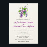 Vineyard Love Artistic Grapes Wedding Invitation Kaart<br><div class="desc">Eenvoudig en elegant ontwerp voor uw wijngaard, de bruiloft/verjaardagsfeest... . Pas het aan met de namen van de bruid en de bruidegom en andere details. Alle standaardtekst kan volledig met uw eigen formuleringen worden aangepast, en u kunt de doopvonten, de grootte, de tekstplaatsing & de kleuren van de tekst ook...</div>