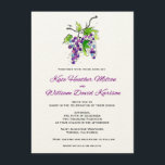 Vineyard Love Artistic Grapes Wedding Invitation Kaart<br><div class="desc">Eenvoudig en elegant ontwerp voor uw wijngaard, de bruiloft/verjaardagsfeest... . Pas het aan met de namen van de bruid en de bruidegom en andere details. Alle standaardtekst kan volledig met uw eigen formuleringen worden aangepast, en u kunt de doopvonten, de grootte, de tekstplaatsing & de kleuren van de tekst ook...</div>