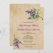 Vineyard Love Artistic Grapes Wedding Invitation Kaart (Voorkant / Achterkant)