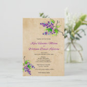 Vineyard Love Artistic Grapes Wedding Invitation Kaart (Staand voorkant)