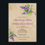 Vineyard Love Artistic Grapes Wedding Invitation Kaart<br><div class="desc">Eenvoudig en elegant ontwerp, met een retro aanraking, voor uw wijngaard, de bruiloft/verjaardagsfeest... . . Pas het aan met de namen van de bruid en de bruidegom en andere details. Alle standaardtekst kan volledig met uw eigen formuleringen worden aangepast, en u kunt de doopvonten, de grootte, de tekstplaatsing & de...</div>