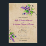 Vineyard Love Artistic Grapes Wedding Invitation Kaart<br><div class="desc">Eenvoudig en elegant ontwerp, met een retro aanraking, voor uw wijngaard, de bruiloft/verjaardagsfeest... . . Pas het aan met de namen van de bruid en de bruidegom en andere details. Alle standaardtekst kan volledig met uw eigen formuleringen worden aangepast, en u kunt de doopvonten, de grootte, de tekstplaatsing & de...</div>