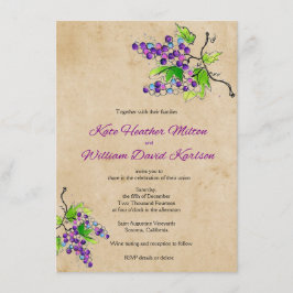 Vineyard Love Artistic Grapes Wedding Invitation Kaart