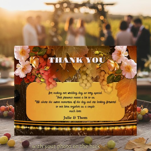 Vineyard or Winery Wedding Thank You Photo Card Kaart