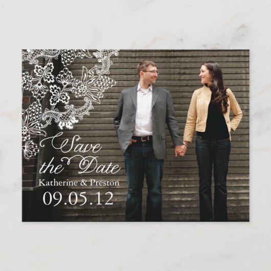  Vineyard Photo Save the Date Briefkaart Grijs (Voorkant)
