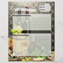 Vineyard Recipe inserts