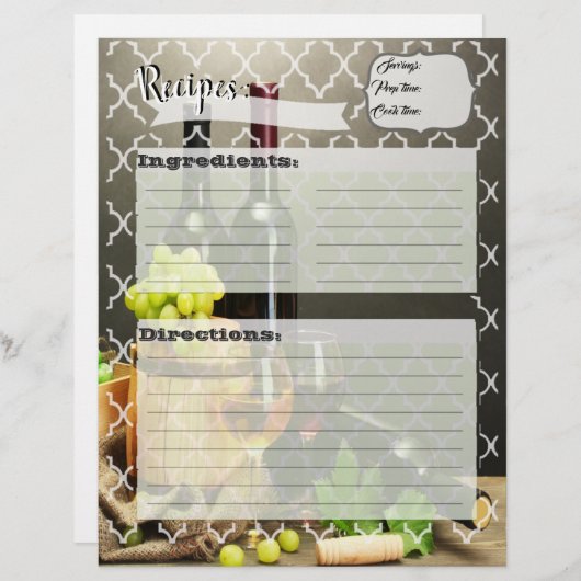 Vineyard Recipe inserts (Voorkant / Achterkant)