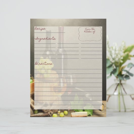 Vineyard Recipe inserts (Staand voorkant)
