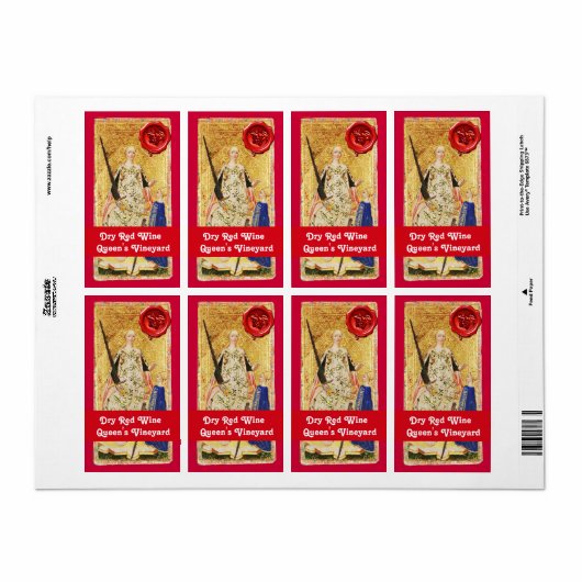 VINEYARD RODE WINE WAX-ZEEGEL/ANTIEK TAROTS ETIKET (Full Sheet)