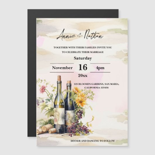 Vineyard Romantische Grapevine bruiloft uitnodigin (Voorkant / Achterkant)