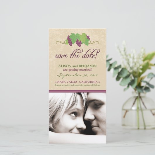 Vineyard Save the Date Aankondiging (perkament) (Staand voorkant)