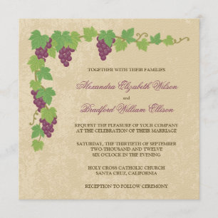 Vineyard Square Wedding Invitation Kaart