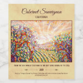 "Vineyard Sunset" aanpasbaar wijnlabel Wijn Etiket (Enkel label)
