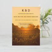 Vineyard Sunset Winery Wedding Invitation Kaart (Staand voorkant)