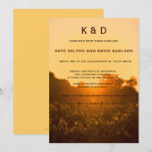 Vineyard Sunset Winery Wedding Invitation Kaart (Voorkant / Achterkant)