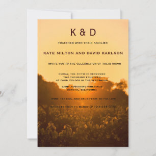 Vineyard Sunset Winery Wedding Invitation Kaart