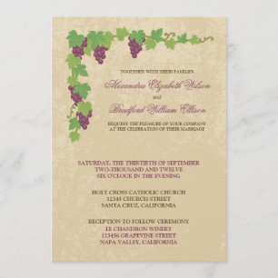 Vineyard Wedding Invitation (Parchment Texture) Kaart