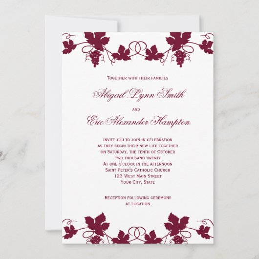 Vineyard Wedding Invitations Kaart (Voorkant)