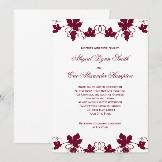 Vineyard Wedding Invitations Kaart (Voorkant / Achterkant)