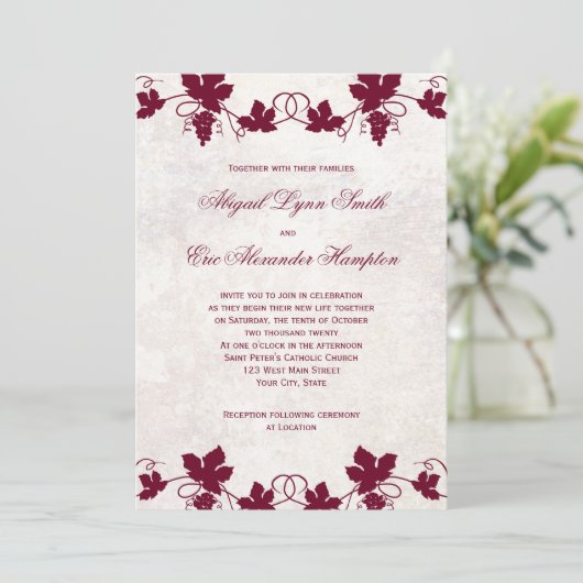 Vineyard Wedding Invitations Kaart (Staand voorkant)