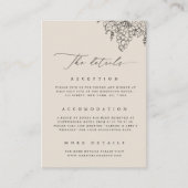 Vineyard Wedding Napa California Winery Details Informatiekaartje (Voorkant)