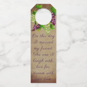 Vineyard Wedding Winery Druiven Tafelnummer Flessenhanger (Achterkant)