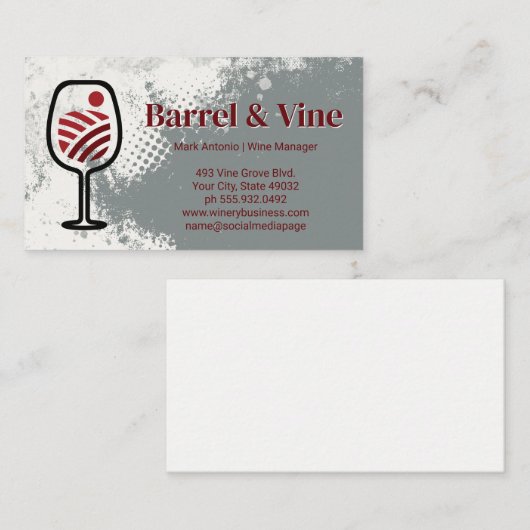 Vineyard Wine Glass Logo Visitekaartje (Voorkant / Achterkant)