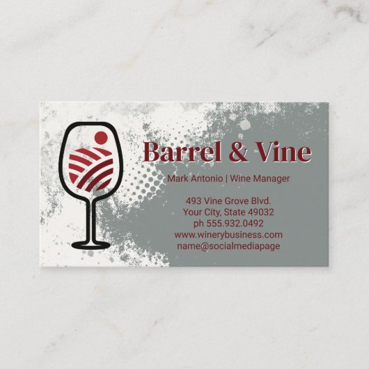 Vineyard Wine Glass Logo Visitekaartje (Voorkant)