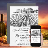 Vineyard Winery Rustic Sketch Bachelorette Party Kaart