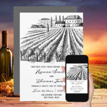 Vineyard Winery Rustic Sketch Wedding