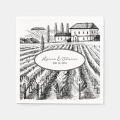 Vineyard Winery Rustic Sketch Wedding Servet (Voorkant)