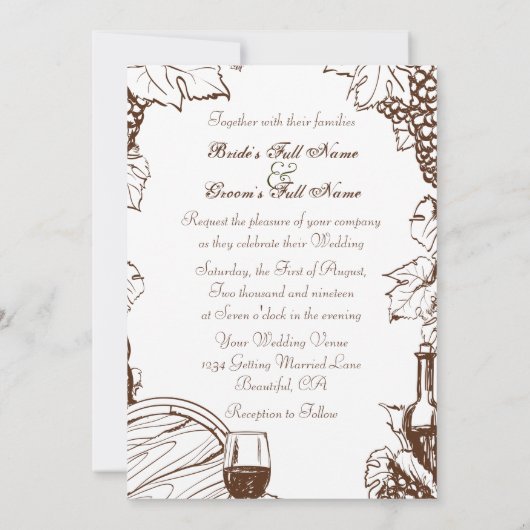 Vineyard Winery Sketch Lijst bruiloft uitnodiging (Achterkant)