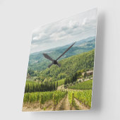 Vineyards landschappen in de ochtend in Chianti. Vierkante Klok (Hoek)