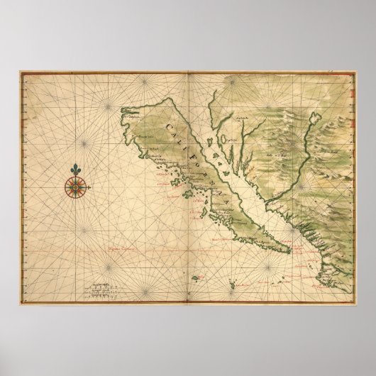 Vingboons "California as an Island" (1650) Poster (Voorkant)