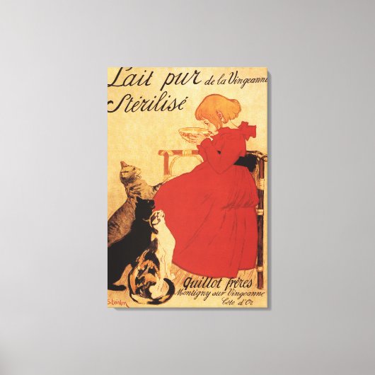 Vingeanne Milk Girl met katten Canvas Afdruk (Voorkant)