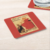 Vingeanne Milk Girl met katten Kartonnen Onderzetters (Schuin)